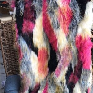 Multicolored faux fur vest